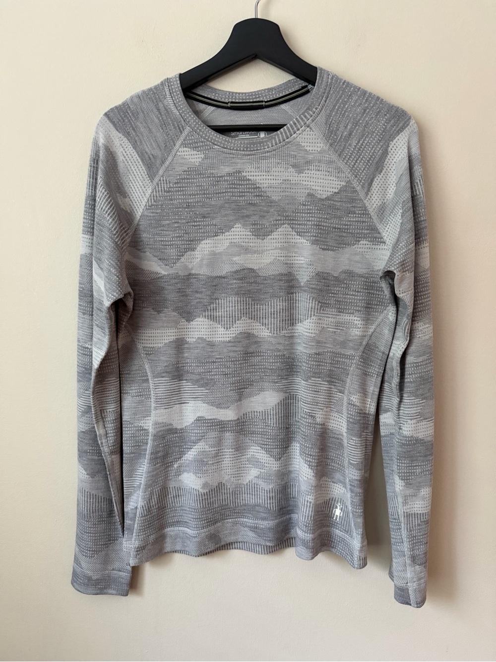 Smartwool Classic Thermal Merino Base Layer Crew - Gray Mountain Scape L W’s